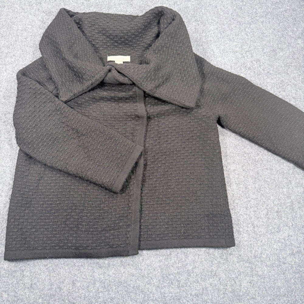 Banana Republic Black Merino Cashmere Basketweave Shawl Collar Cardigan M
